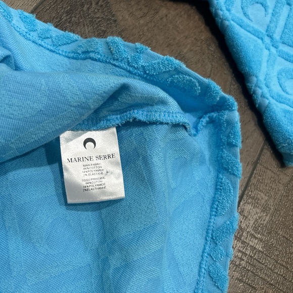 Marine Serre jacquard moon terry cloth top in blue - Picture 6 of 7